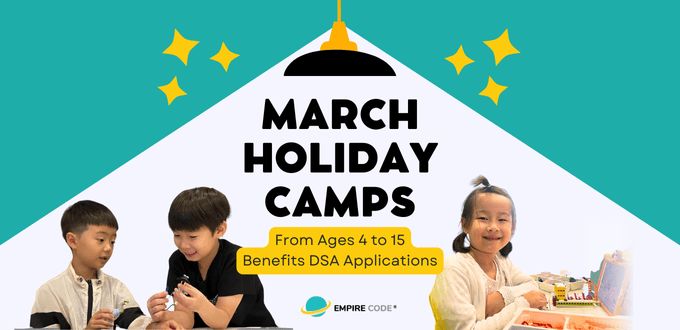 Empire Code Coding and Robotics Camps 2025 in Singapore this March for kids to learn STEM, programming, creativity, and problem-solving