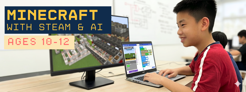 Minecraft with STEAM and AI Level 2 - ages 10 to 12 - Empire AI Singapore