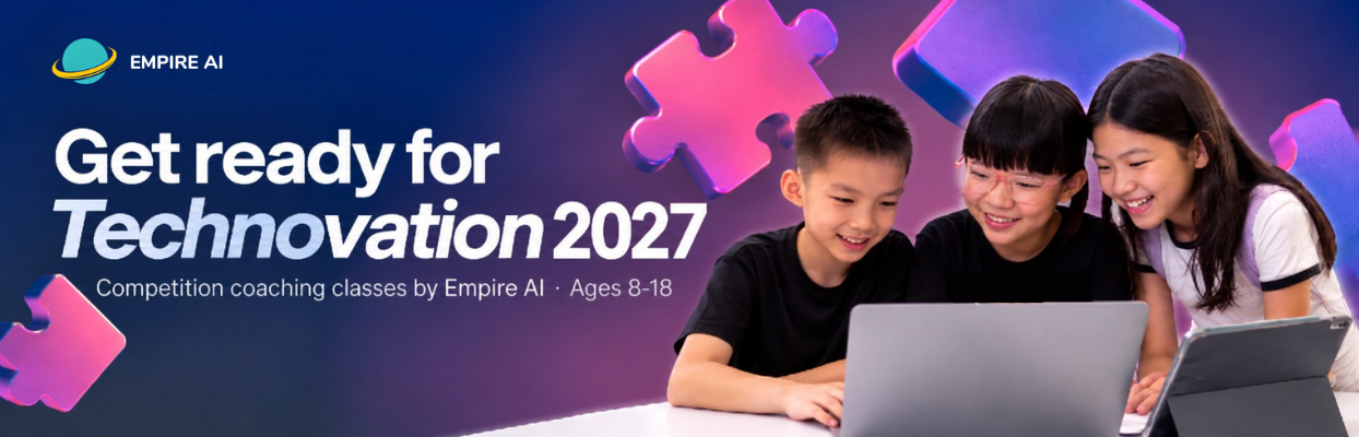 Technovation Challenge coaching at Empire AI for ages 8 to 18 in Singapore: students building an app that solves a real problem in their community